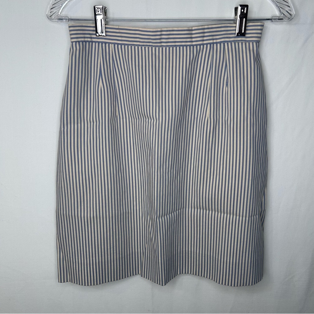 Striped Blue and Yellow |Off-White Women's Midi Skirt 8